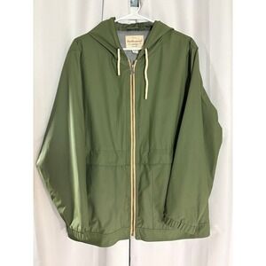 Weatherproof Vintage Mens Olive Green Hooded Rain Jacket XL Full Zip MC0038
